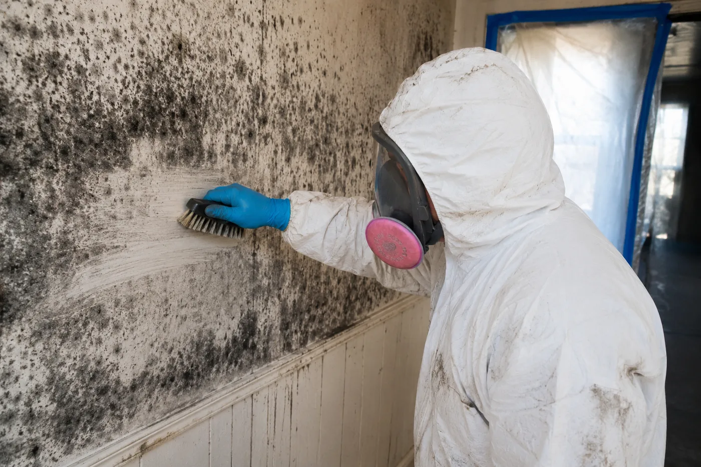 Certified mold remediation technician treating black mold in Northern Kentucky home